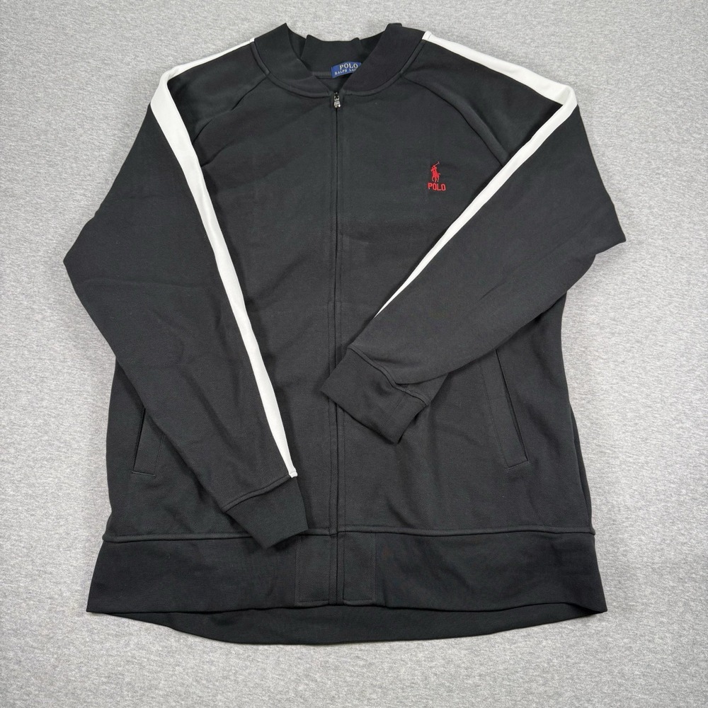 Polo Ralph Lauren Men’s Double Knit Mesh Baseball Track Jacket Black 2XLT